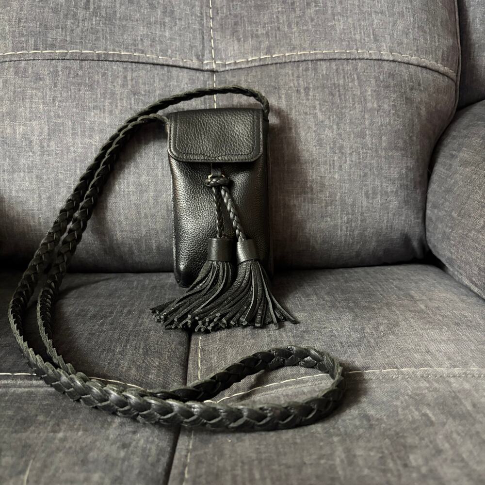 Rebecca Minkoff Isobel Black Pebbled Leather Phone Crossbody Bag